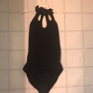 High neck open back motionwear leaotard